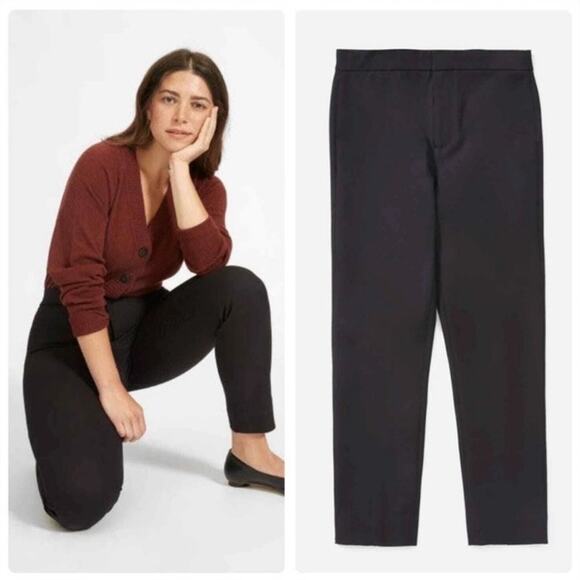 NEW Everlane The Fixed Waist Stretch Cotton Black Trouser Pants Size 00 - Picture 12 of 12